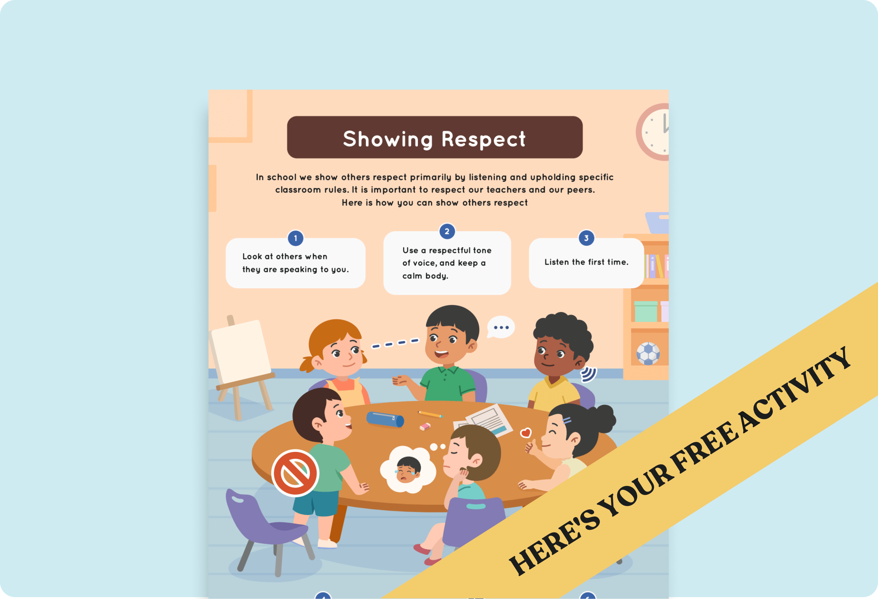 Elementary School Showing Respect Goal Poster: Visual Support for School Behavior