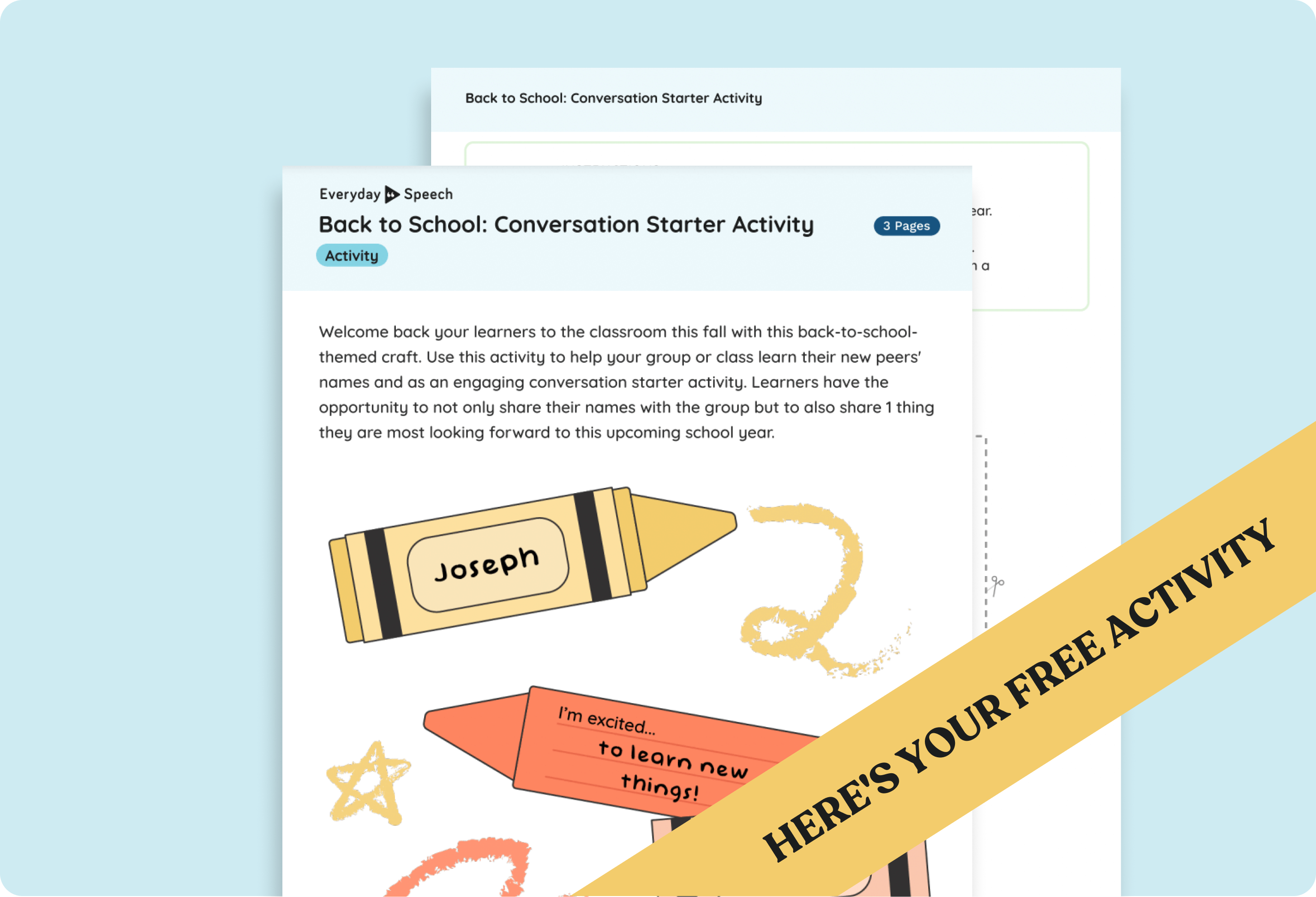 Elementary conversation skills Activity: Back to School Conversation Starter