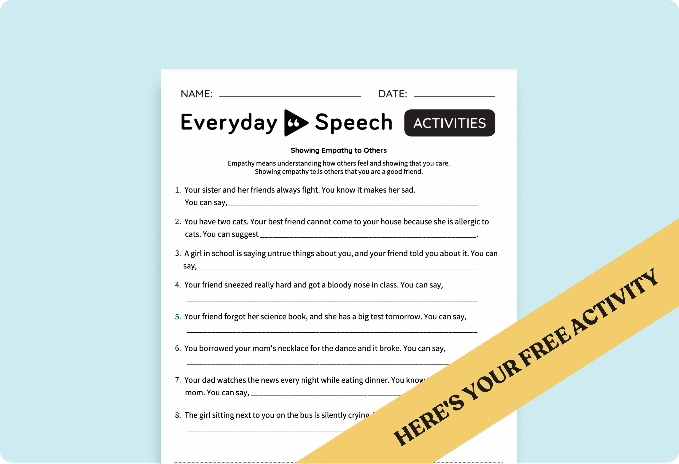 High School Perspective Taking Worksheet: Crush Dos and Don'ts