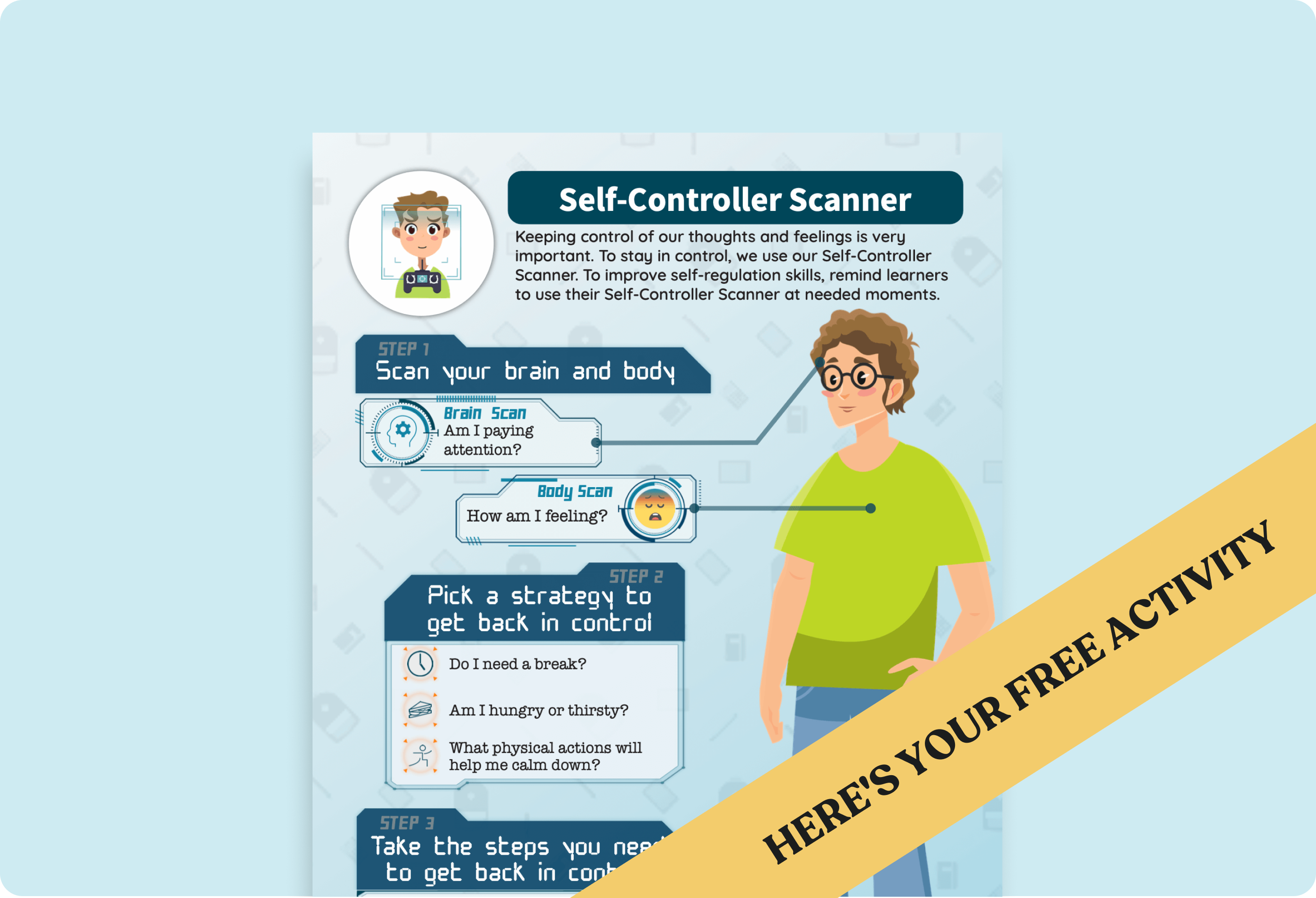 Middle School Self-Regulation Poster: Self-Controller Scanner Goal Poster