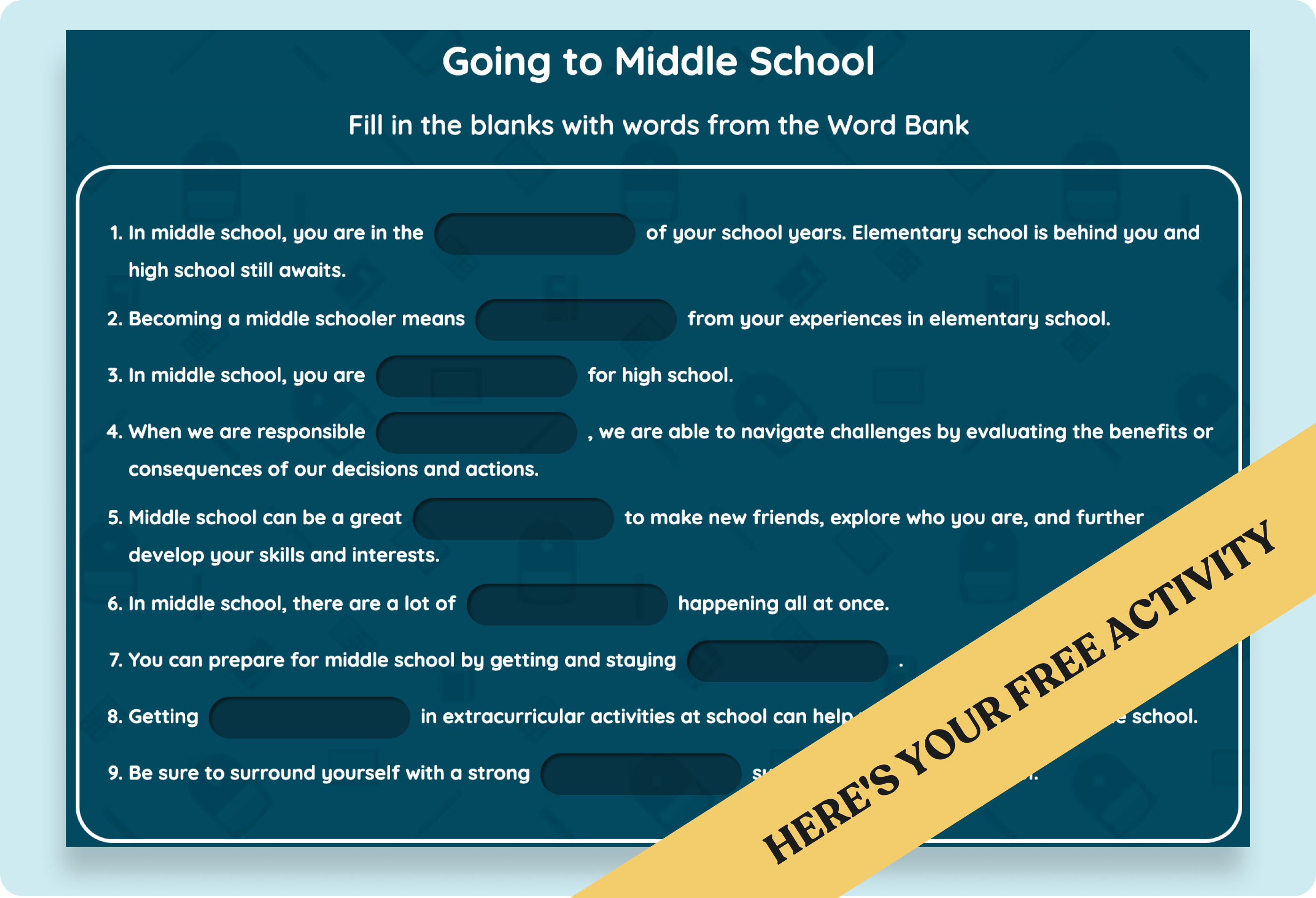 Middle School Going to Middle School Interactive Activity: Navigating the Transition Together