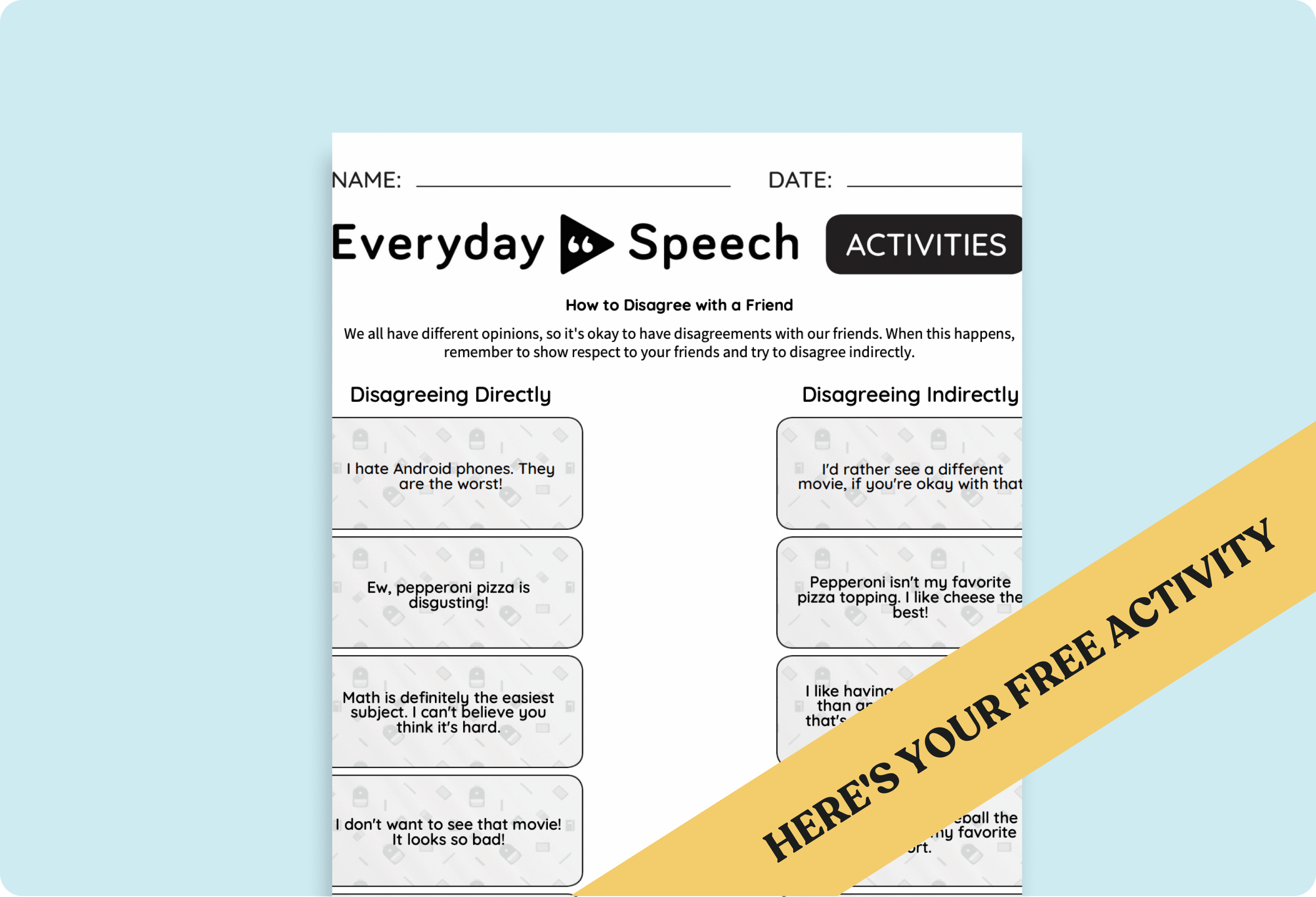 Middle School Showing Respect Activity: How to Disagree with a Friend