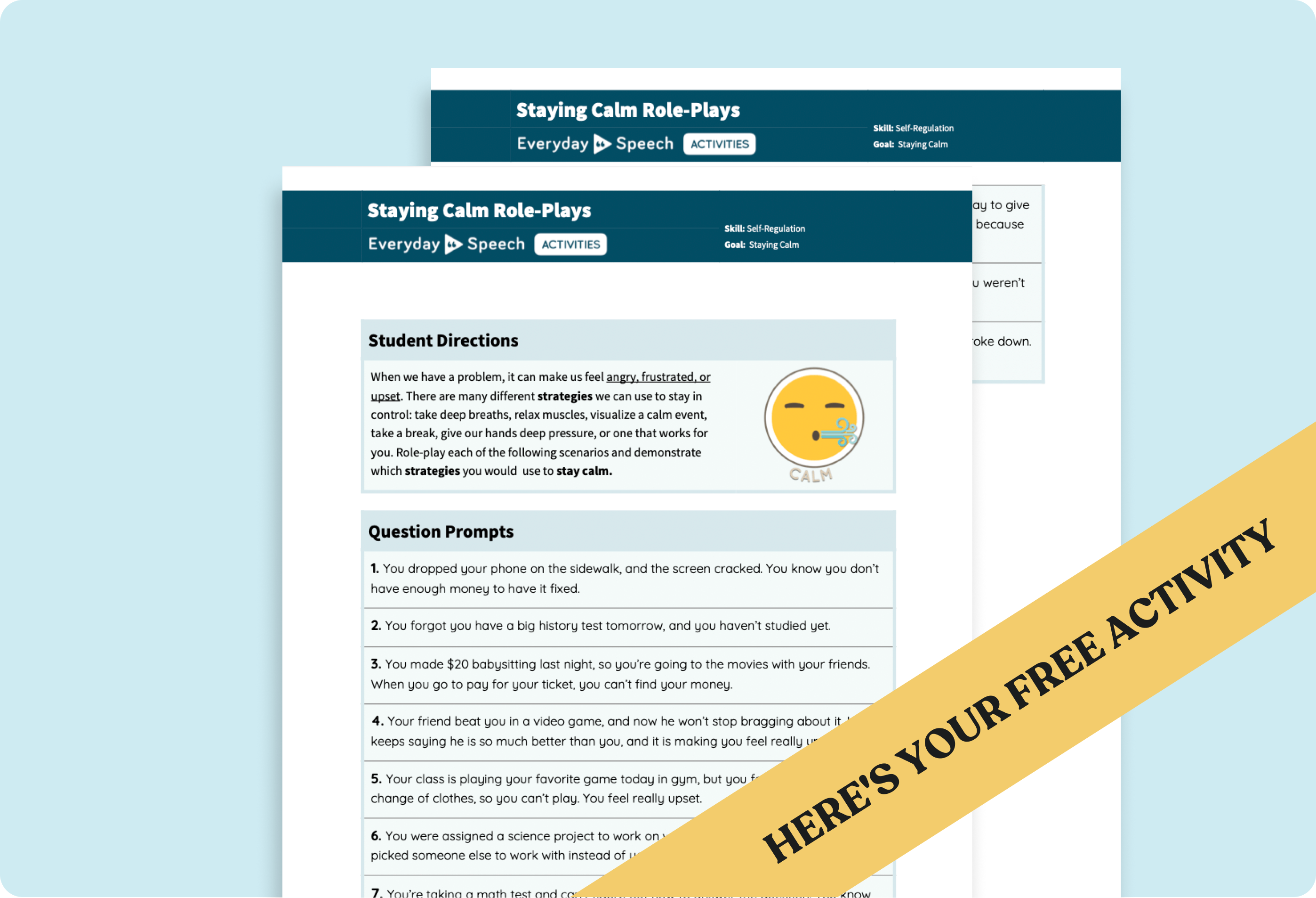 Middle School Staying Calm Role-Plays: No-Prep Self-Regulation Tool