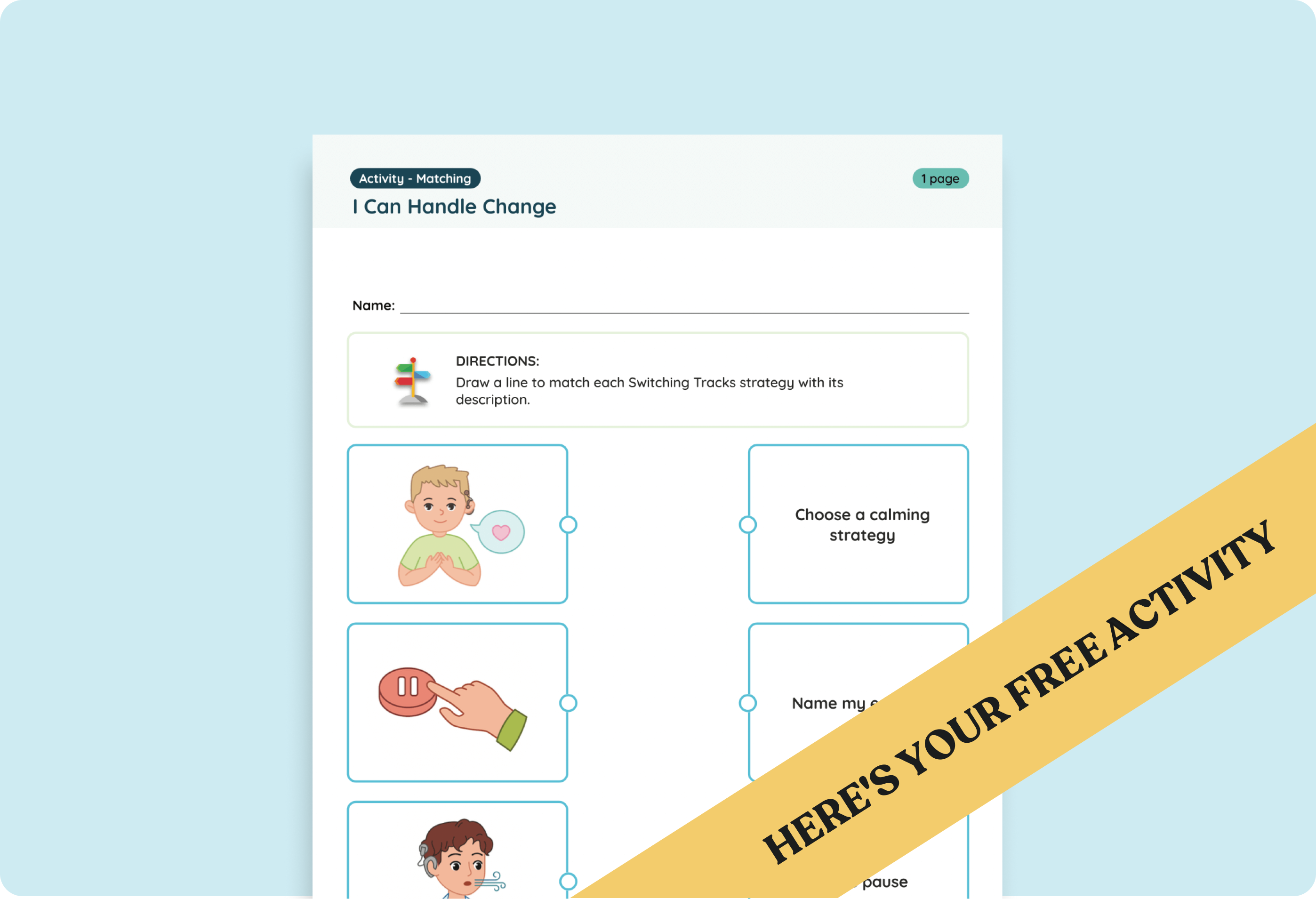 Pre-K & Kindergarten Switching Tracks Printable: I Can Handle Change