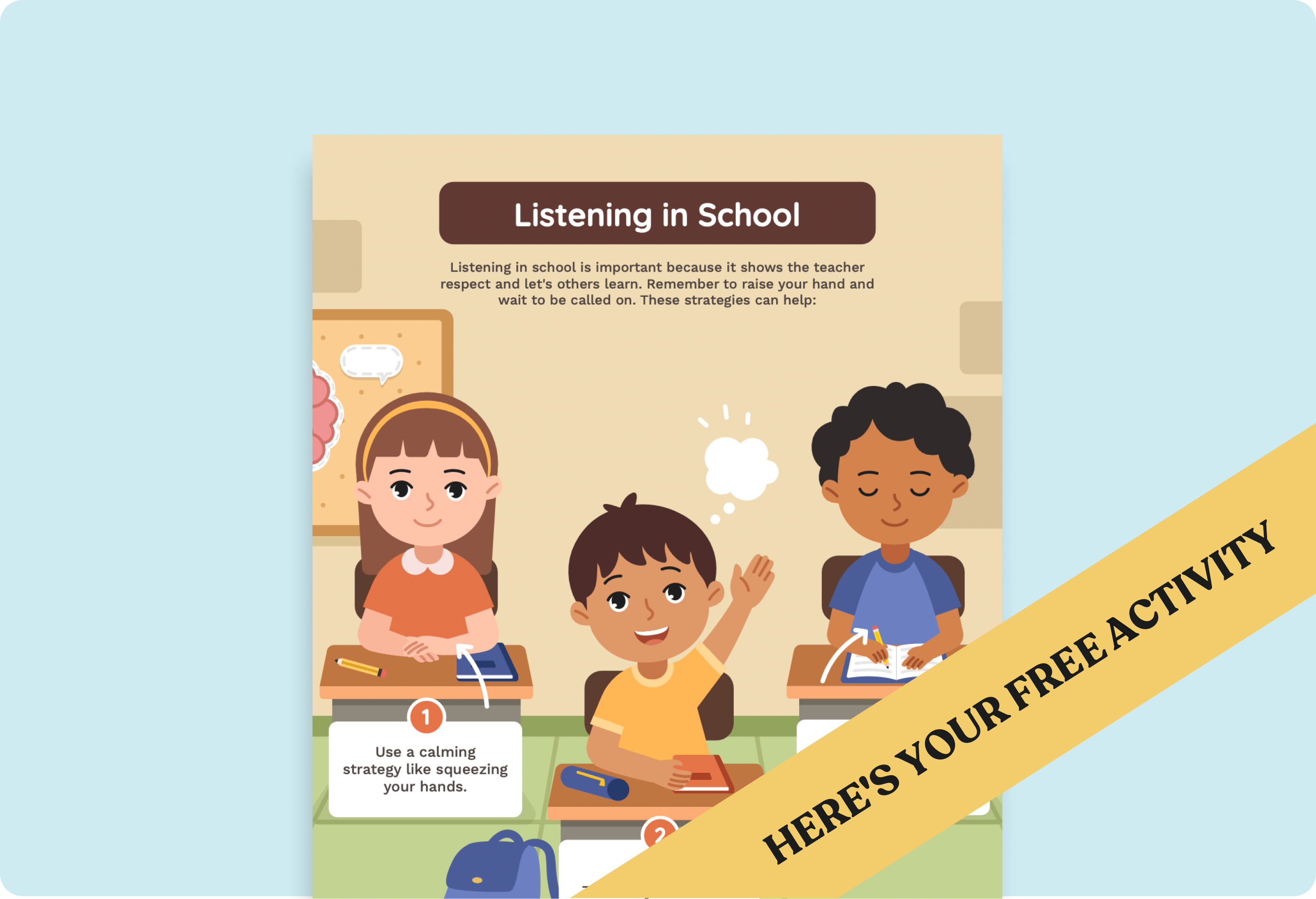 Pre-K & Kindergarten Listening in School Lesson Plan: Listening in School Goal Poster