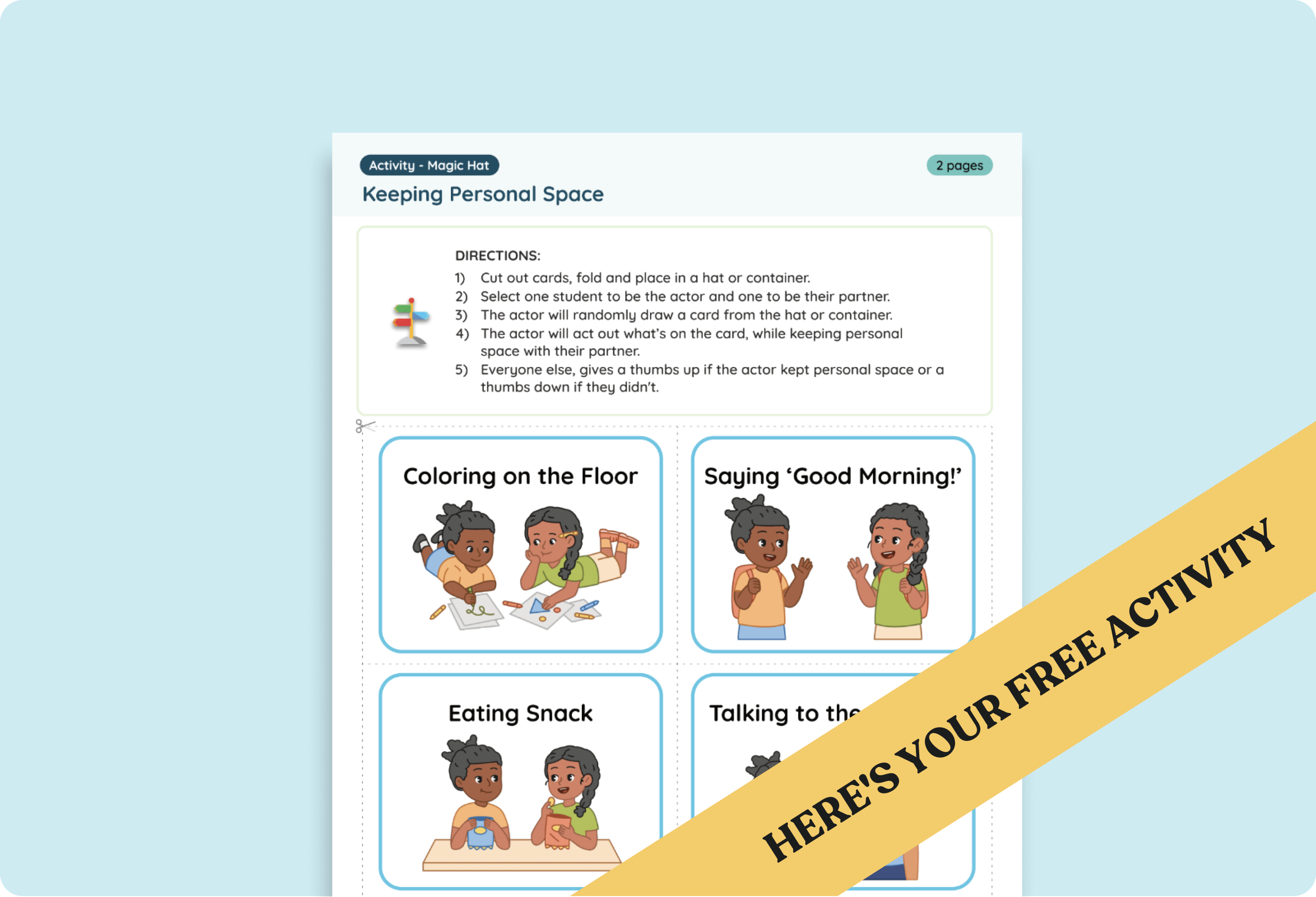 Pre-K & Kindergarten Classroom Routine Lesson Plan: Free Keeping Personal Space