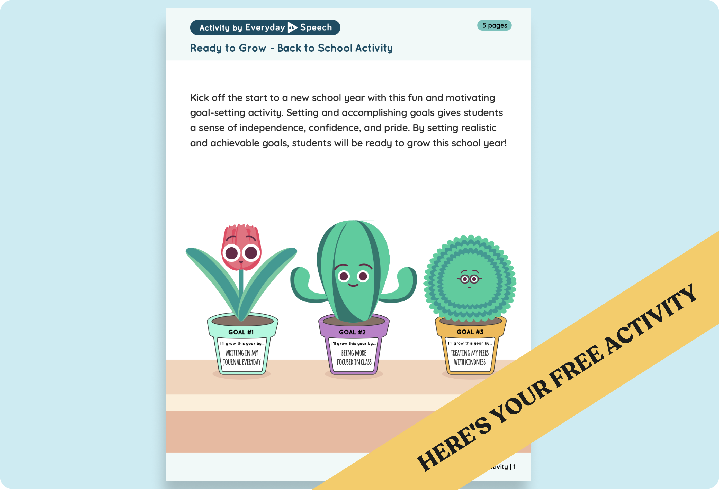 Pre-K & Kindergarten Growth Mindset No-Prep Activity: Ready to Grow – Back to School