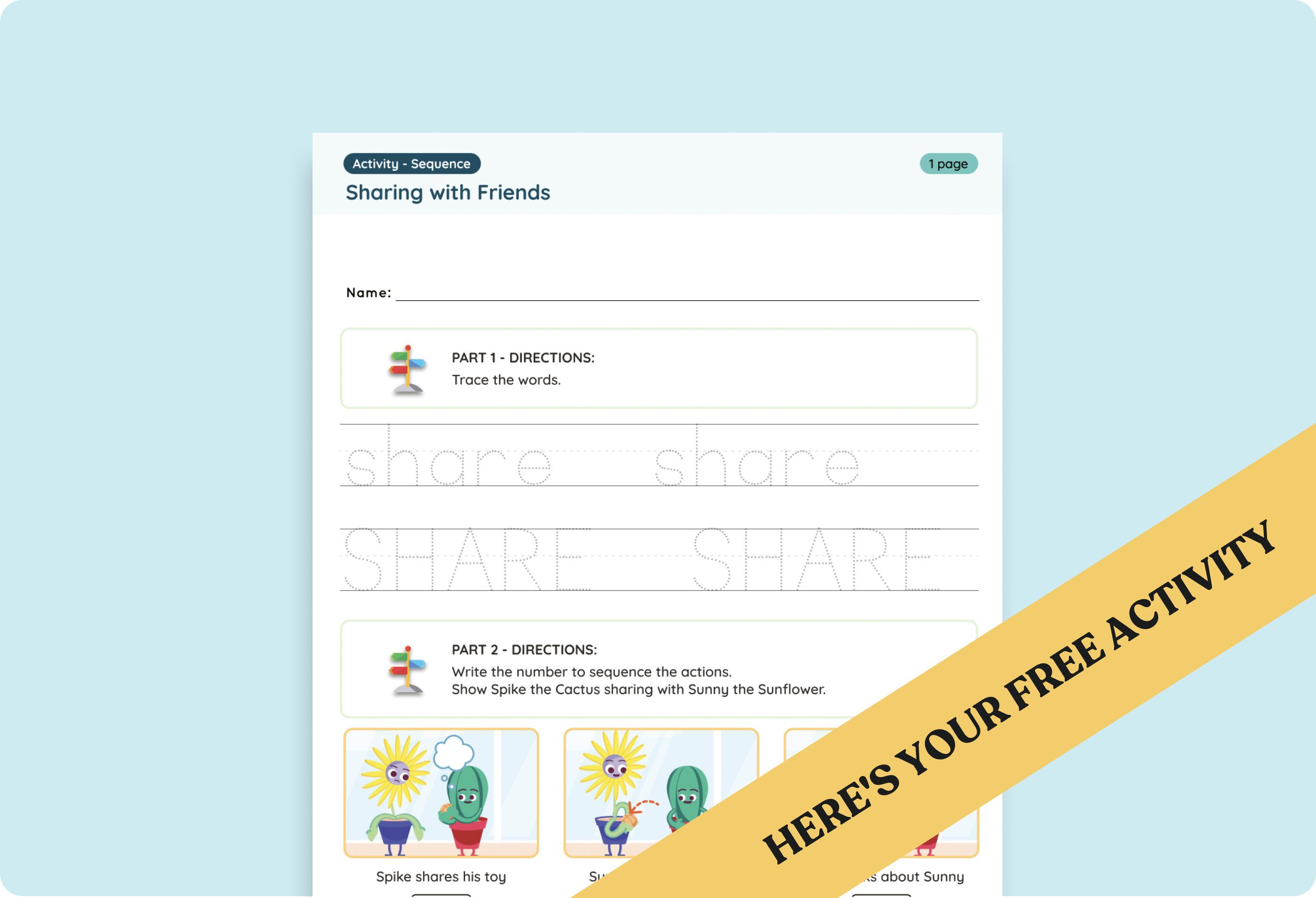 Preschool Free Printable & Lesson Plan: Sharing Material