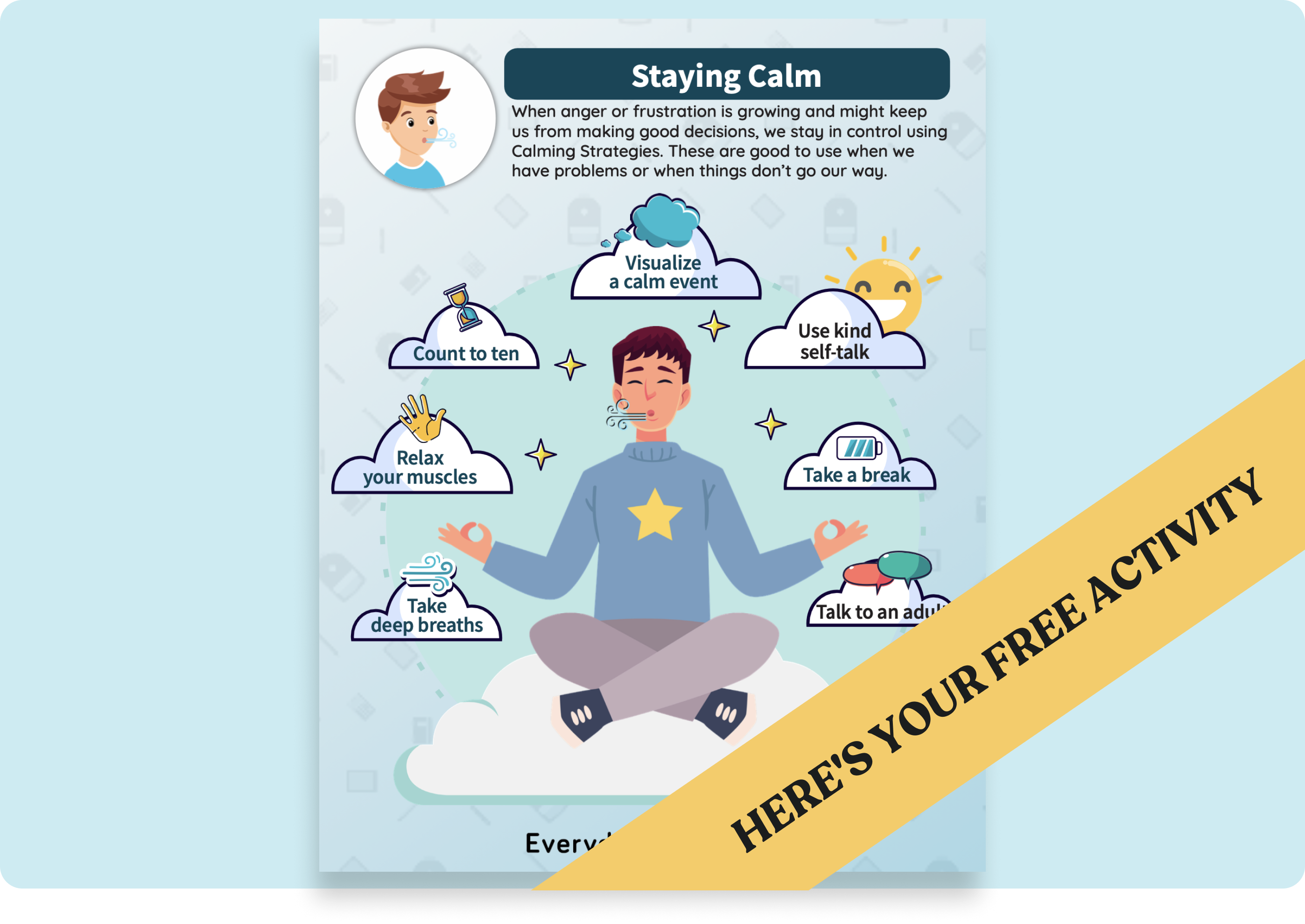 Middle School Staying Calm Goal Poster: Visual Tool for Self-Regulation