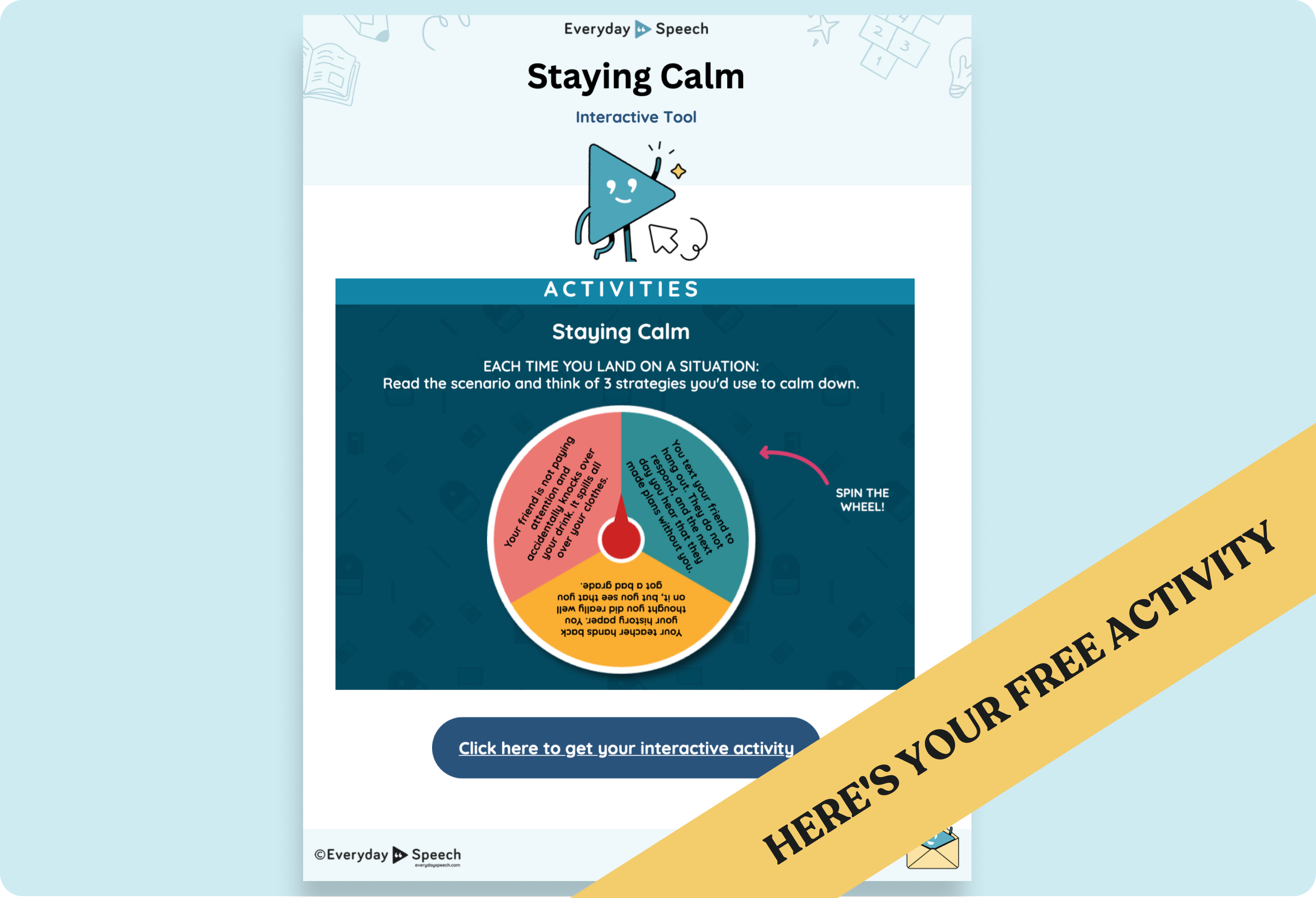 High School Staying Calm Interactive Activity: Staying Calm Spinner