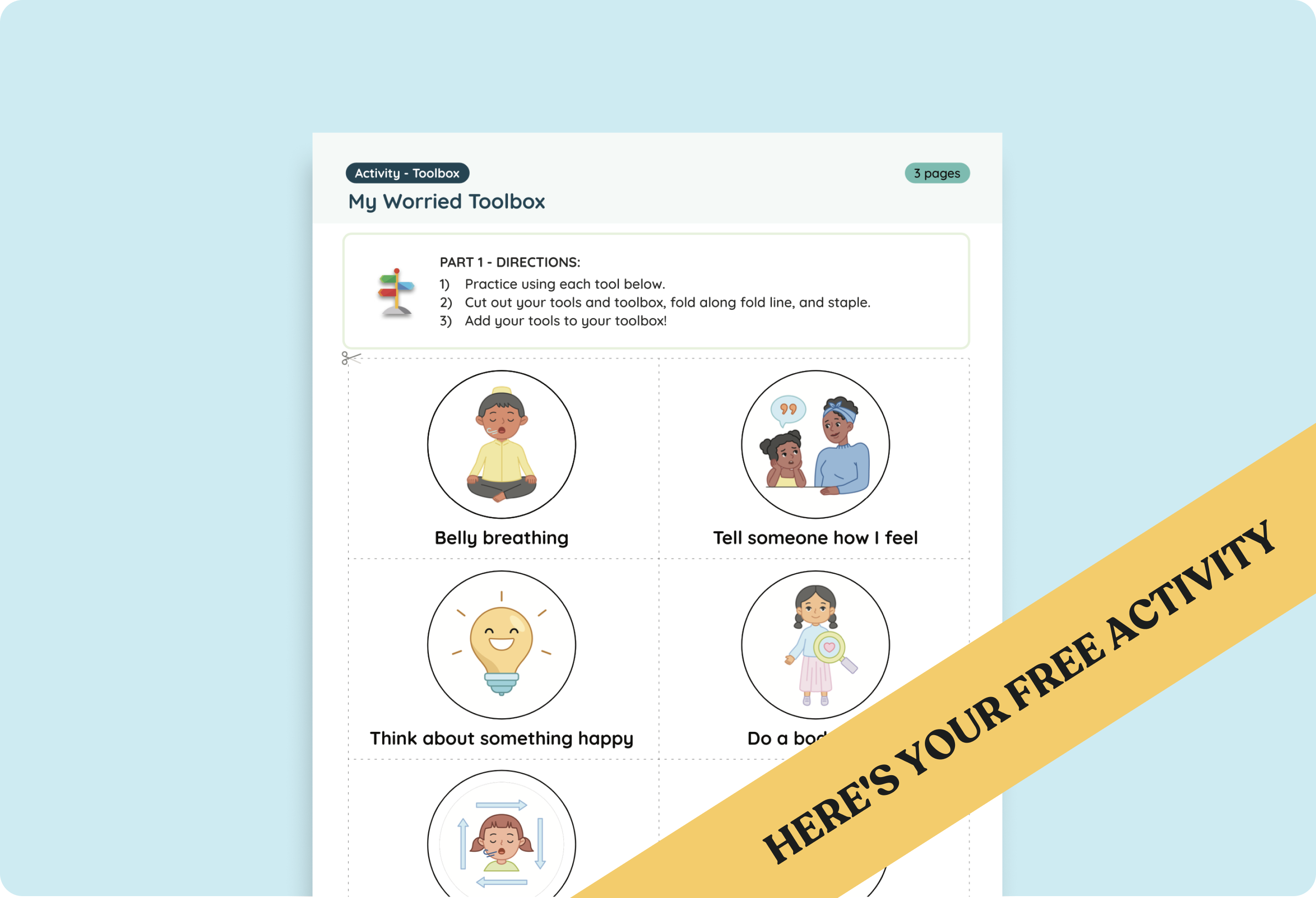 Pre-K & Kindergarten Staying Calm Printable: My Worried Toolbox